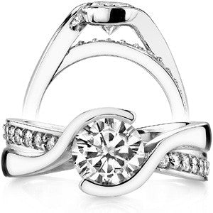Bypass Semi-Bezel Moissanite Engagement Ring