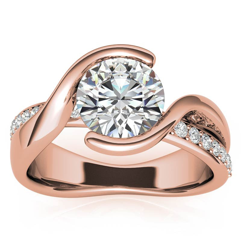 Bypass Semi-Bezel Moissanite Engagement Ring