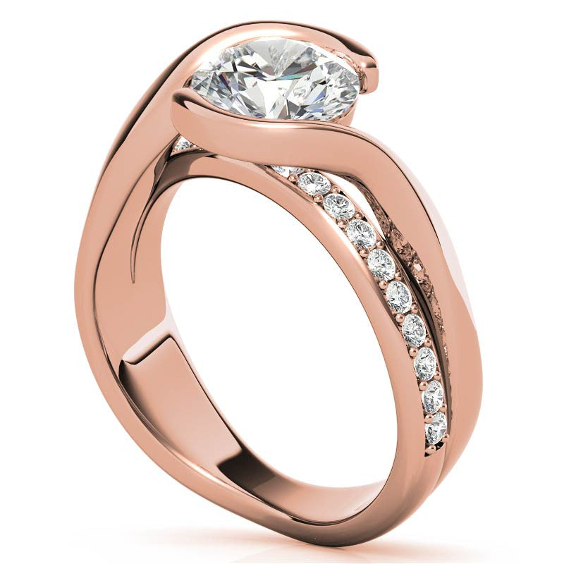 Bypass Semi-Bezel Moissanite Engagement Ring
