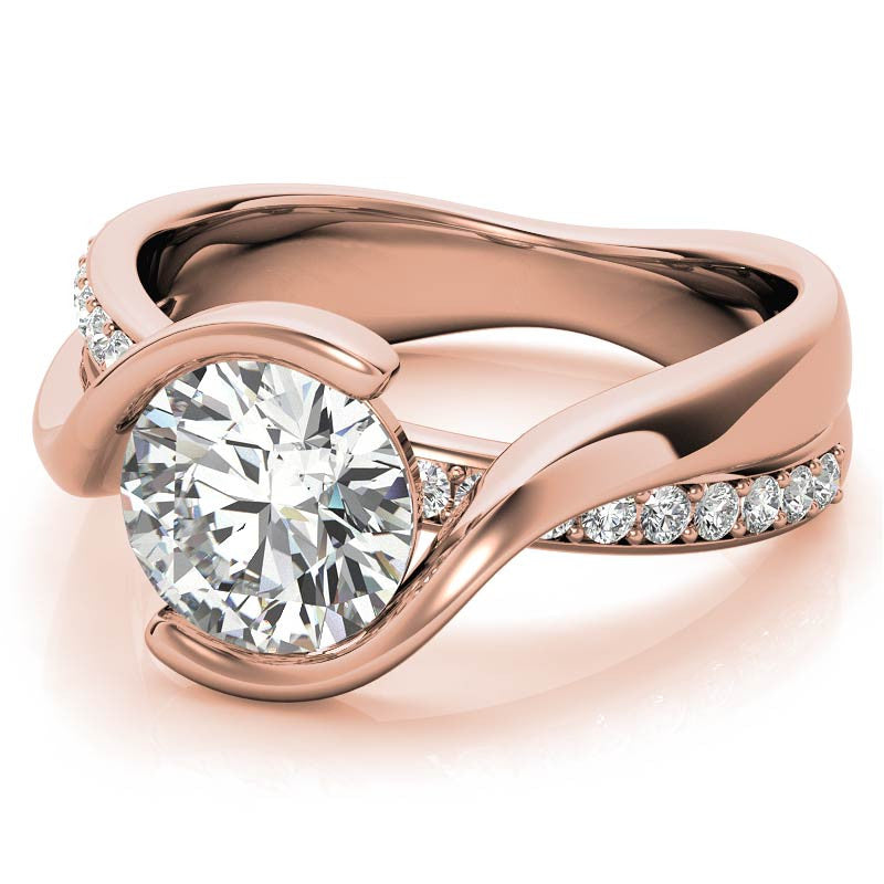 Bypass Semi-Bezel Moissanite Engagement Ring