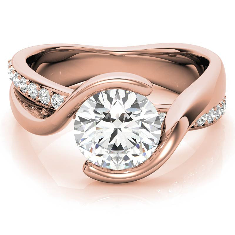 Bypass Semi-Bezel Moissanite Engagement Ring