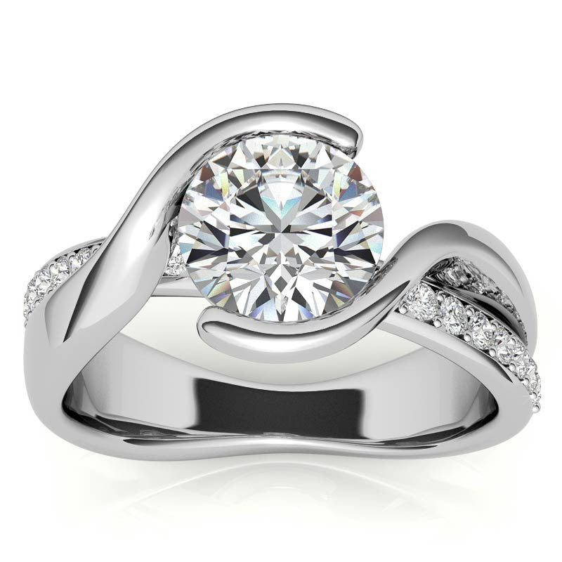 Bypass Semi-Bezel Moissanite Engagement Ring