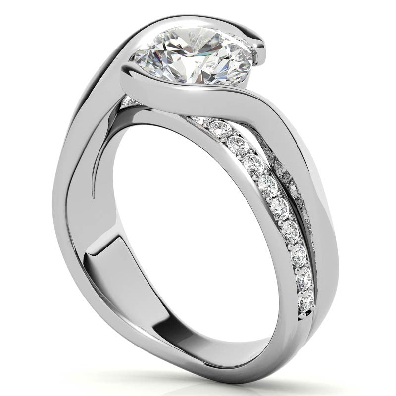 Bypass Semi-Bezel Moissanite Engagement Ring