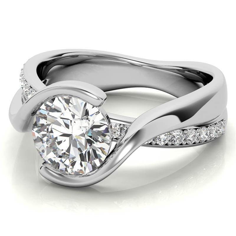 Bypass Semi-Bezel Moissanite Engagement Ring