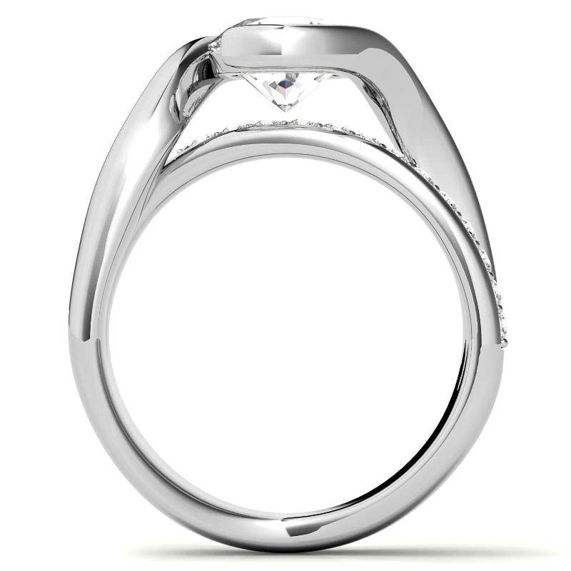 Bypass Semi-Bezel Moissanite Engagement Ring