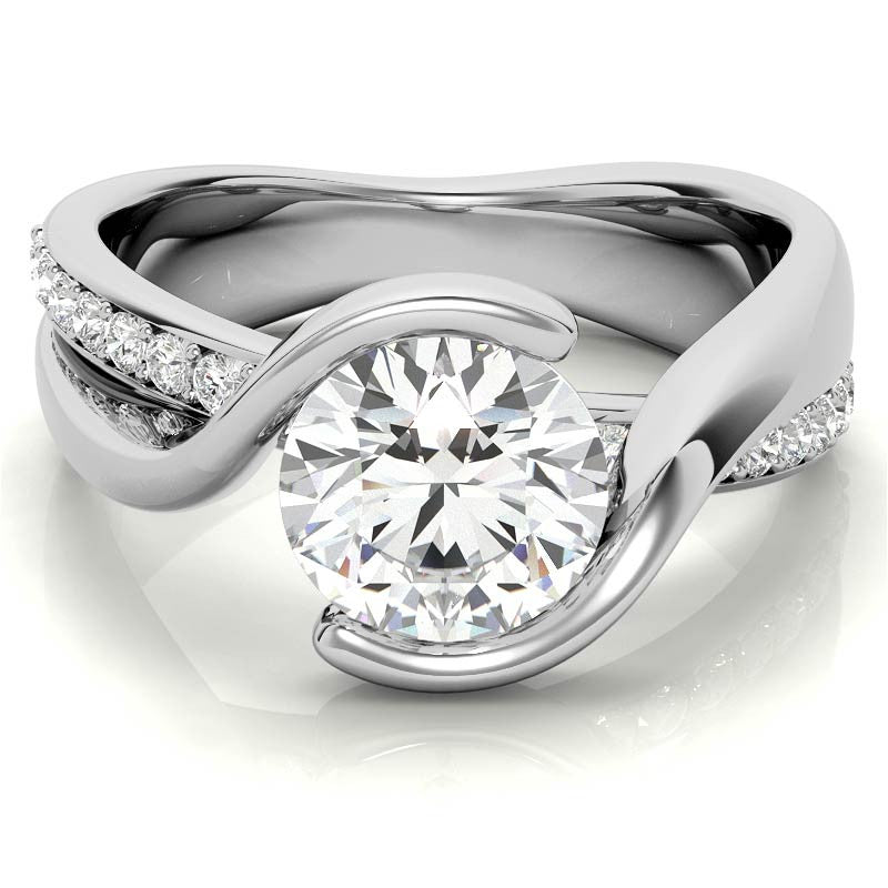 Bypass Semi-Bezel Moissanite Engagement Ring