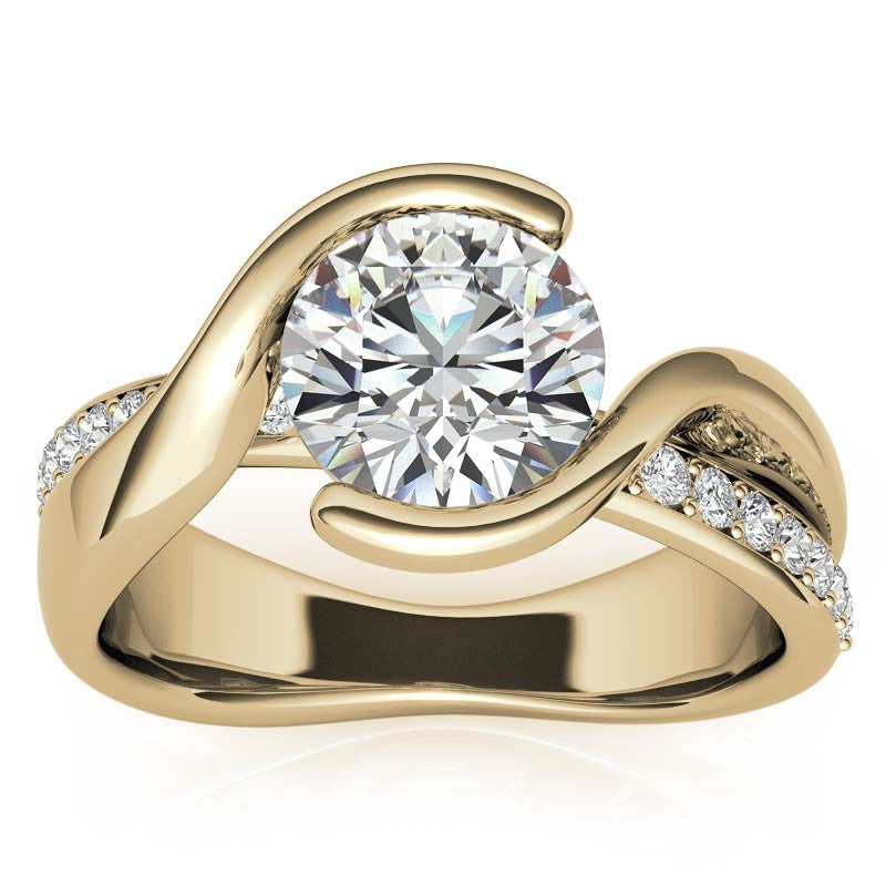 Bypass Semi-Bezel Moissanite Engagement Ring