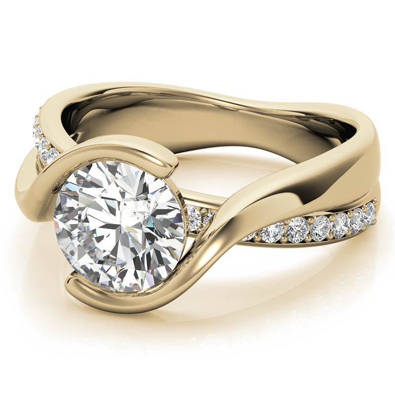 Bypass Semi-Bezel Moissanite Engagement Ring