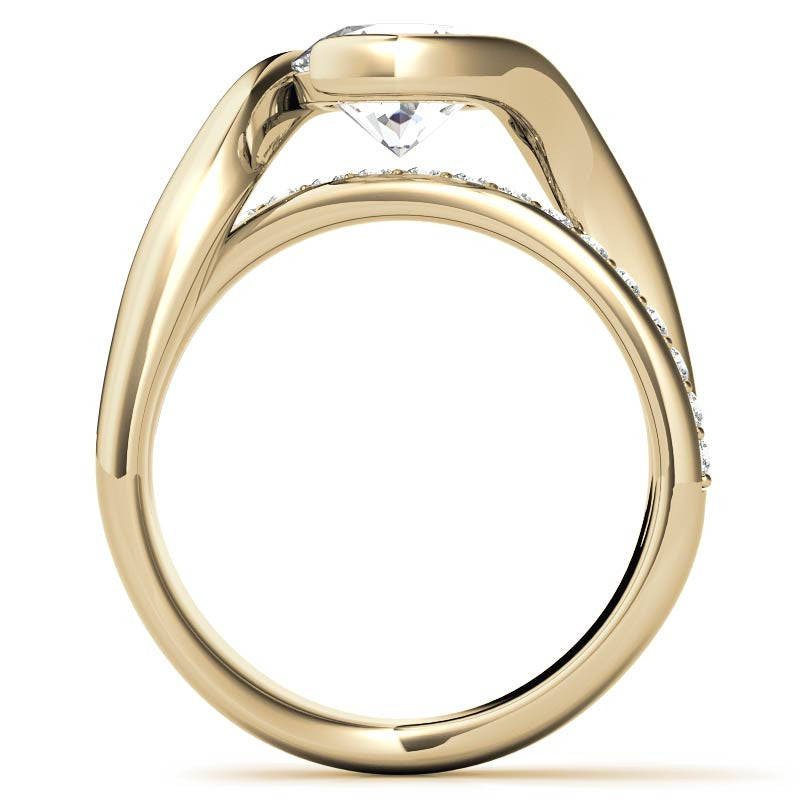 Bypass Semi-Bezel Moissanite Engagement Ring