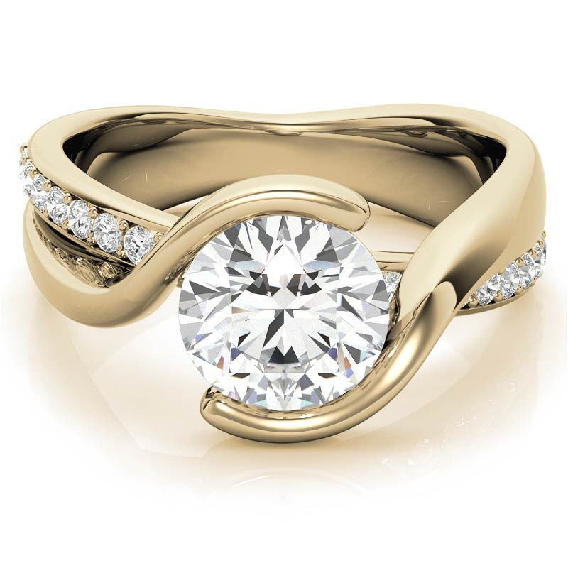 Bypass Semi-Bezel Moissanite Engagement Ring