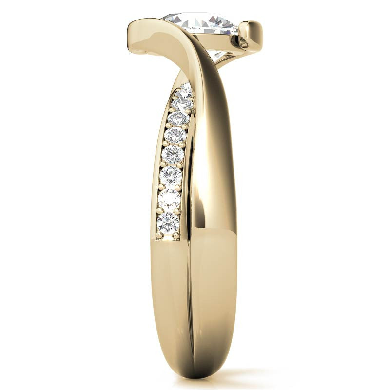 Bypass Semi-Bezel Moissanite Engagement Ring