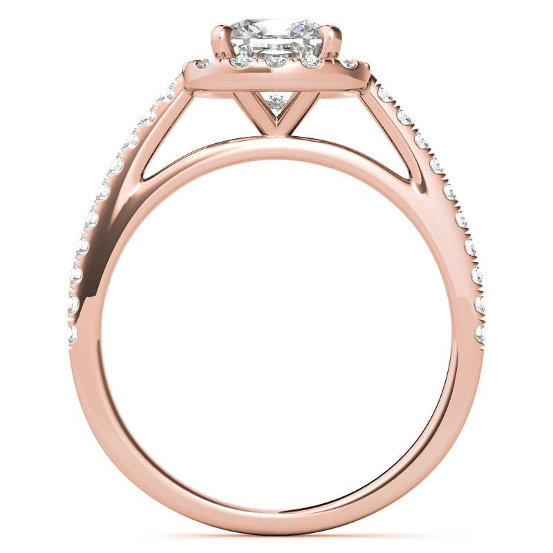 Cushion Cut Petite Halo Moissanite Engagement Ring