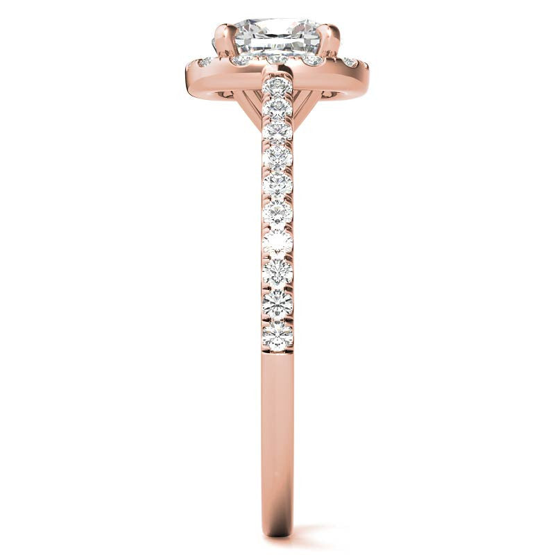 Cushion Cut Petite Halo Moissanite Engagement Ring