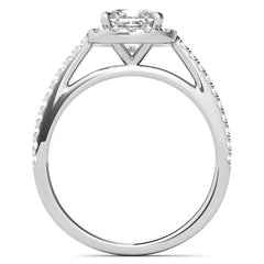 Cushion Cut Petite Halo Moissanite Engagement Ring