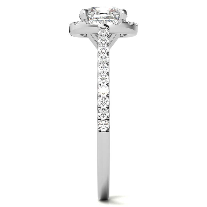 Cushion Cut Petite Halo Moissanite Engagement Ring