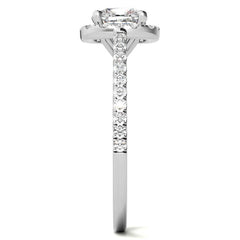 Cushion Cut Petite Halo Moissanite Engagement Ring