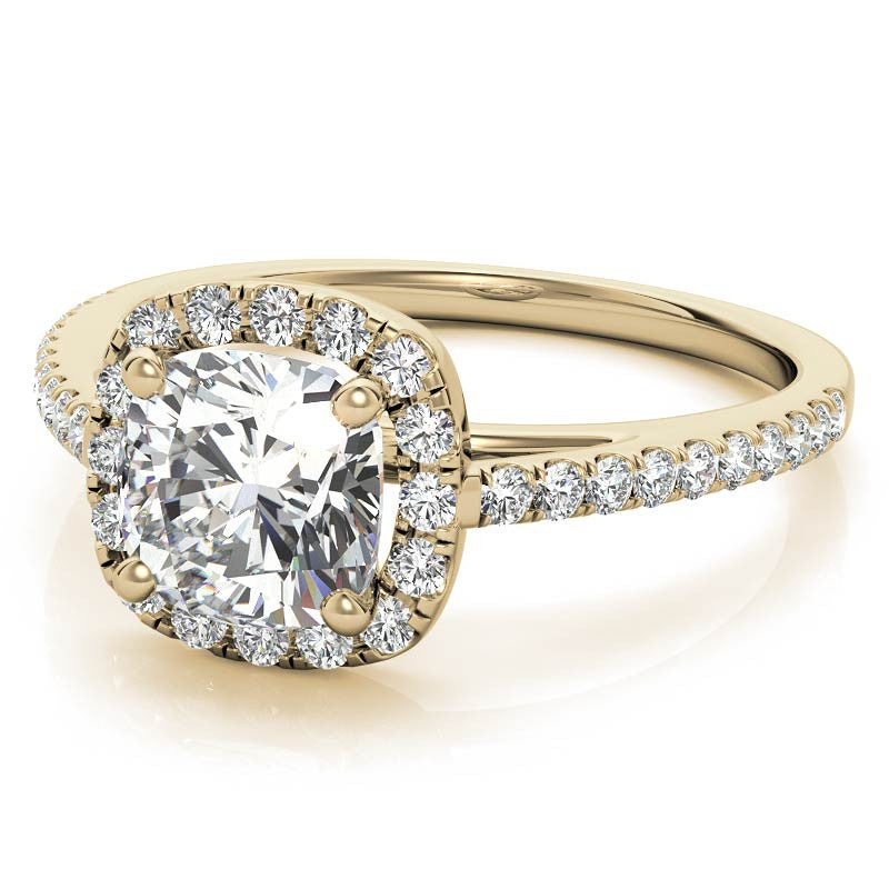Cushion Cut Petite Halo Moissanite Engagement Ring