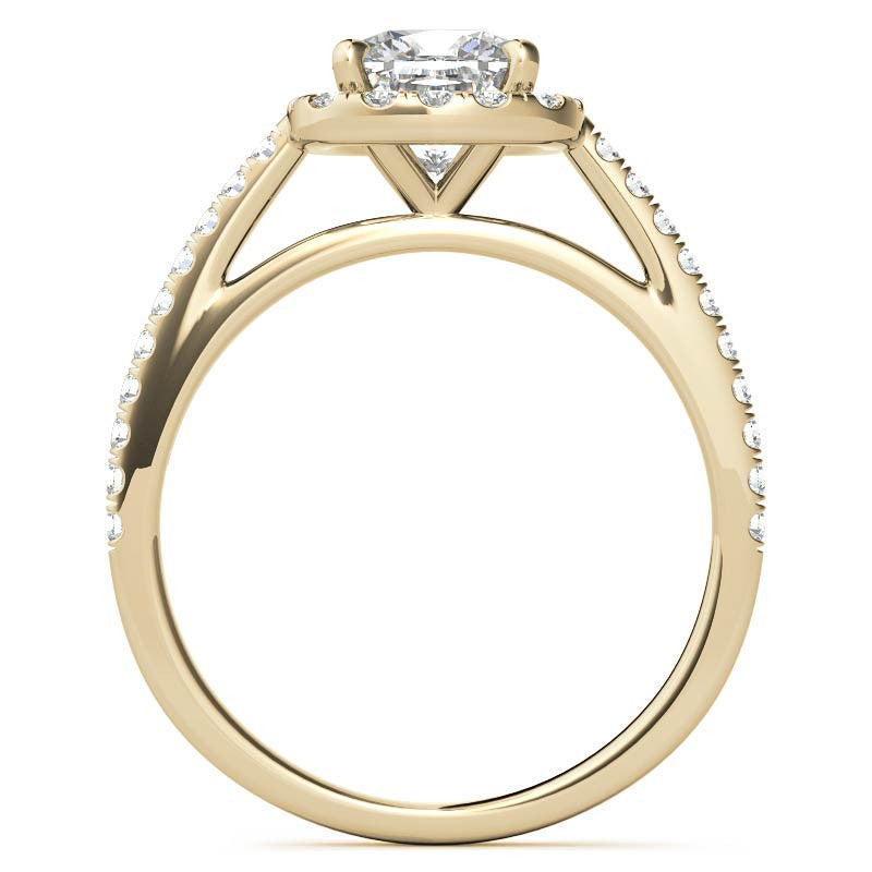 Cushion Cut Petite Halo Moissanite Engagement Ring