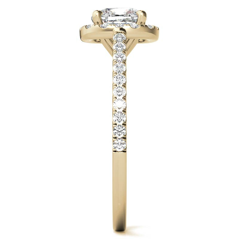 Cushion Cut Petite Halo Moissanite Engagement Ring