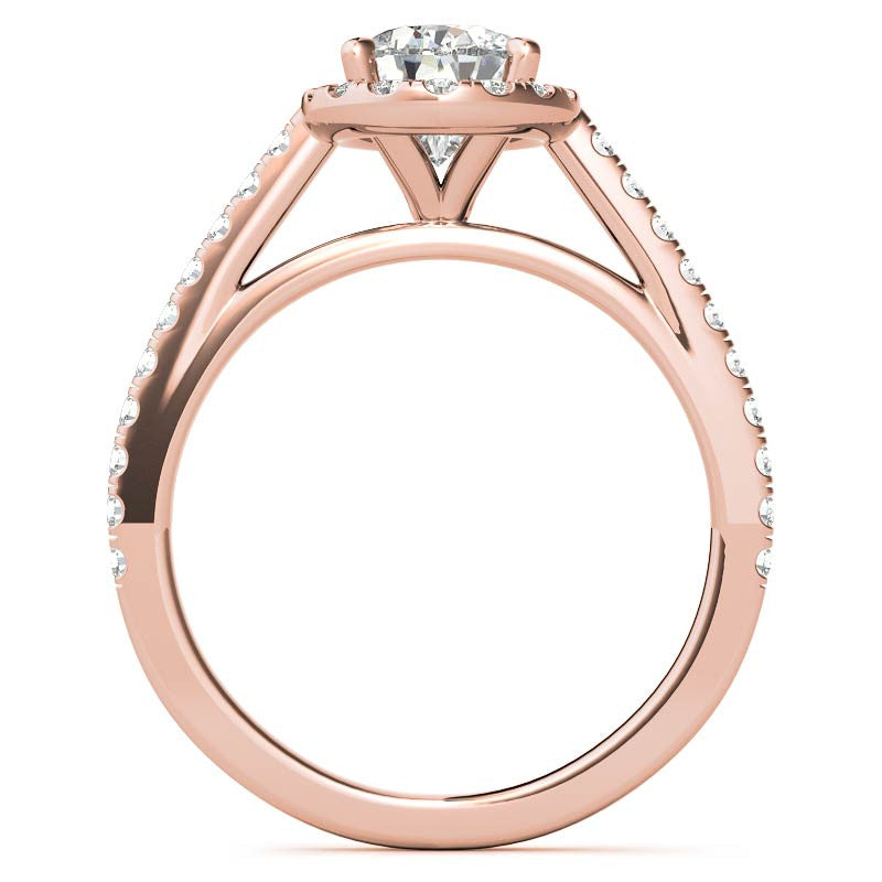 Pear Petite Halo Moissanite Engagement Ring
