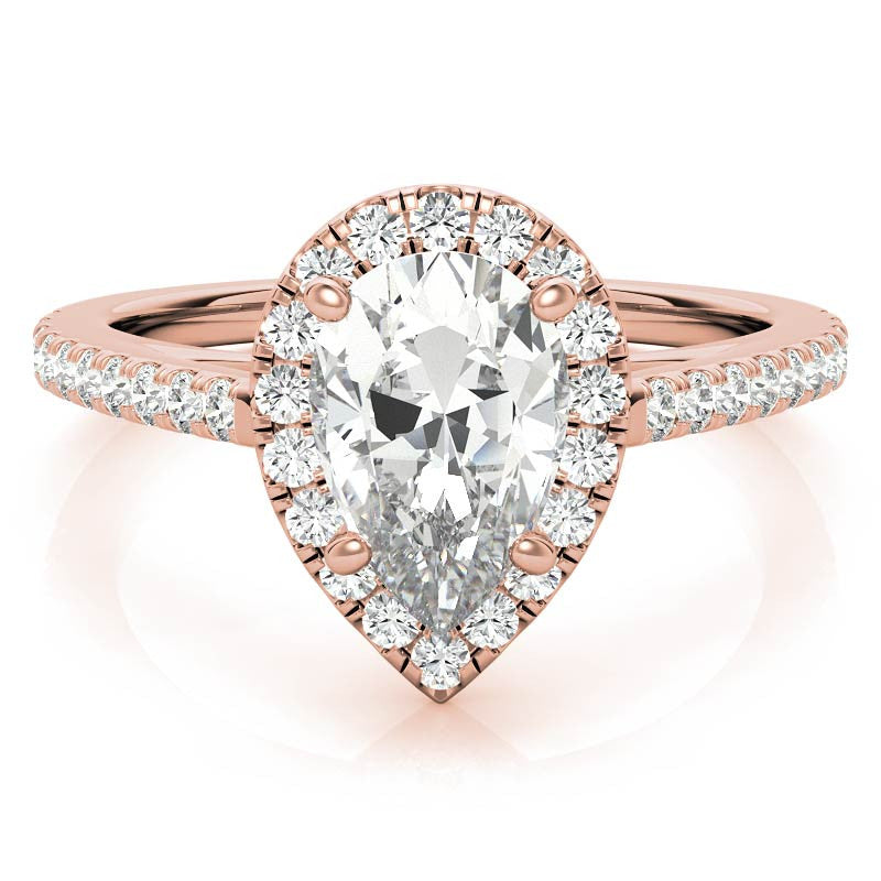 Pear Petite Halo Moissanite Engagement Ring