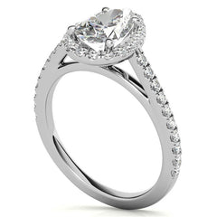 Pear Petite Halo Moissanite Engagement Ring