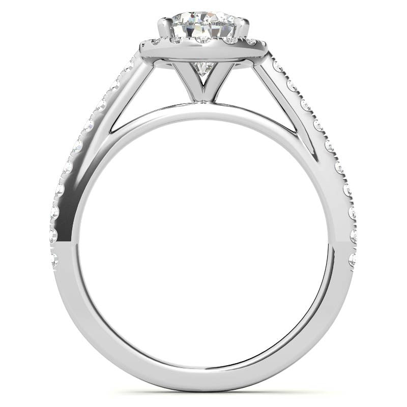 Pear Petite Halo Moissanite Engagement Ring