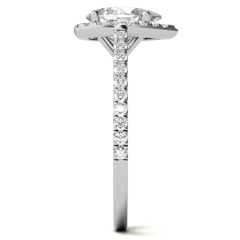 Pear Petite Halo Moissanite Engagement Ring