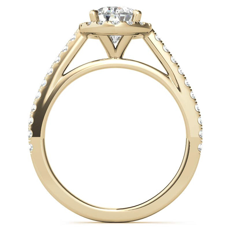 Pear Petite Halo Moissanite Engagement Ring