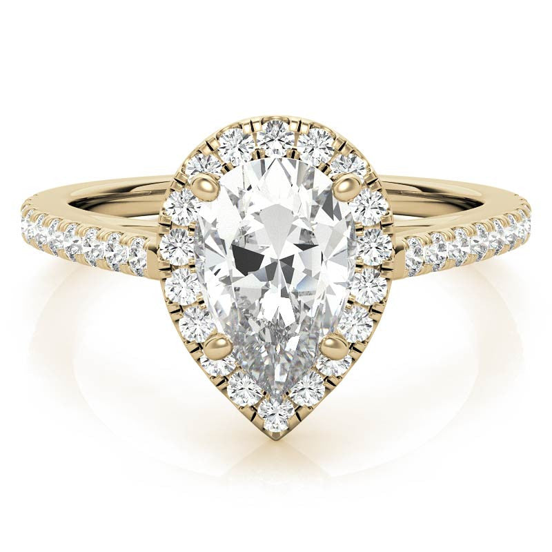 Pear Petite Halo Moissanite Engagement Ring