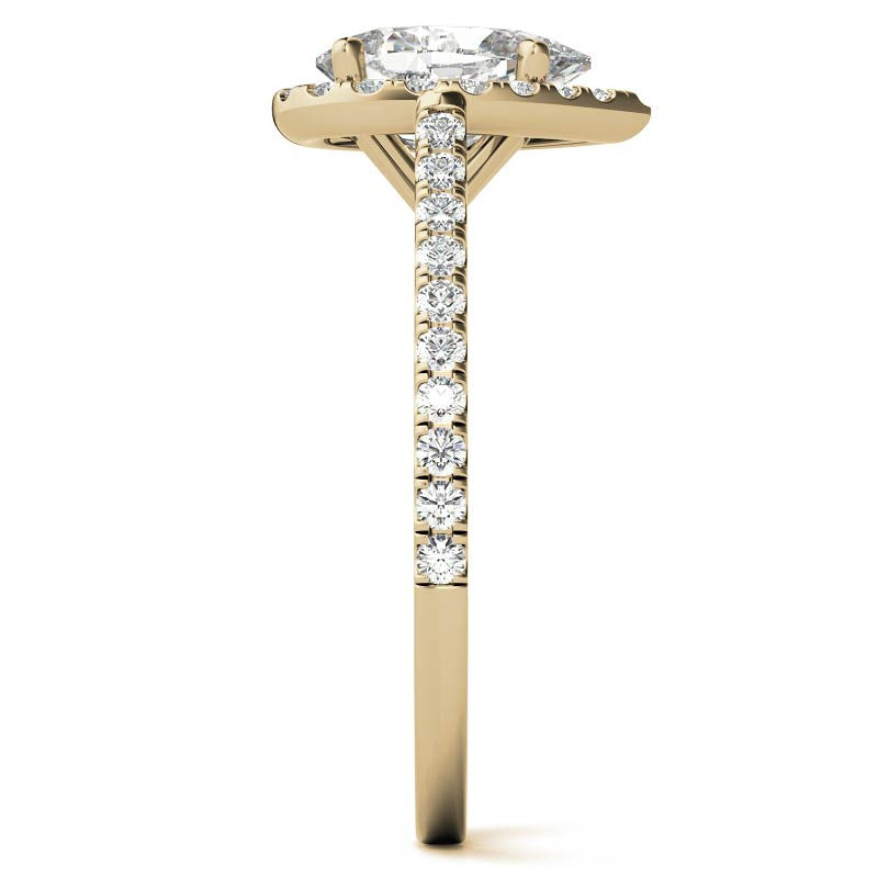 Pear Petite Halo Moissanite Engagement Ring
