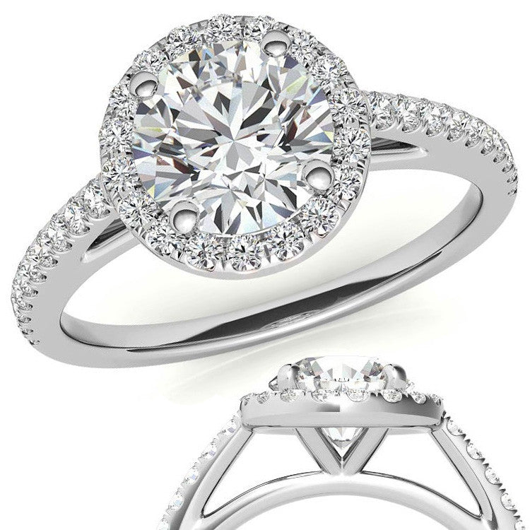 Round Petite Halo Moissanite Engagement Ring