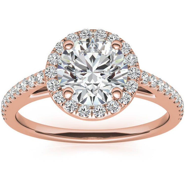 Round Petite Halo Moissanite Engagement Ring