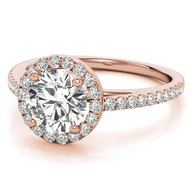 Round Petite Halo Moissanite Engagement Ring