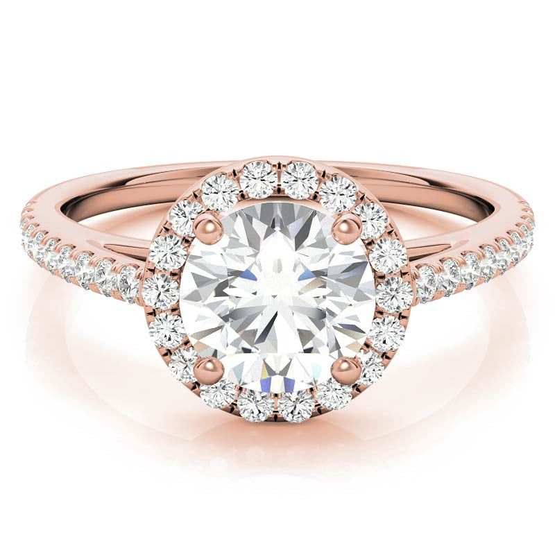 Round Petite Halo Moissanite Engagement Ring