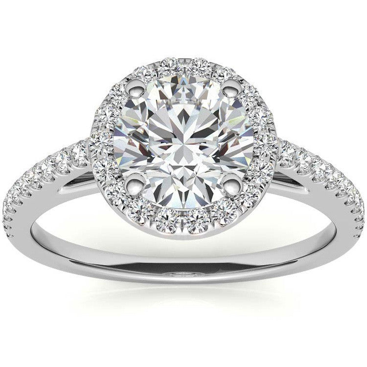 Round Petite Halo Moissanite Engagement Ring