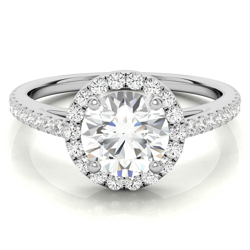 Round Petite Halo Moissanite Engagement Ring