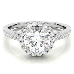 Round Petite Halo Moissanite Engagement Ring