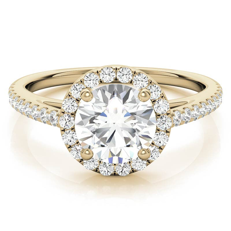 Round Petite Halo Moissanite Engagement Ring