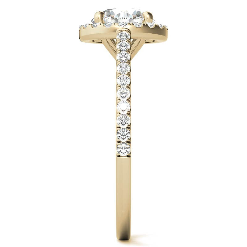 Round Petite Halo Moissanite Engagement Ring