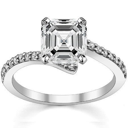 Round Brilliant Moissanite Bypass Engagement Ring, 0.26ct