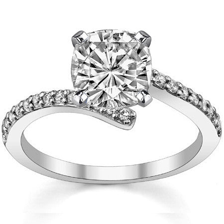Round Brilliant Moissanite Bypass Engagement Ring, 0.26ct