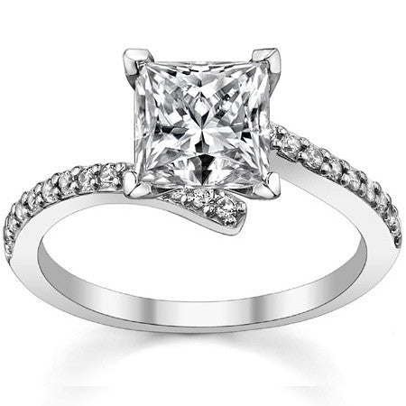Round Brilliant Moissanite Bypass Engagement Ring, 0.26ct