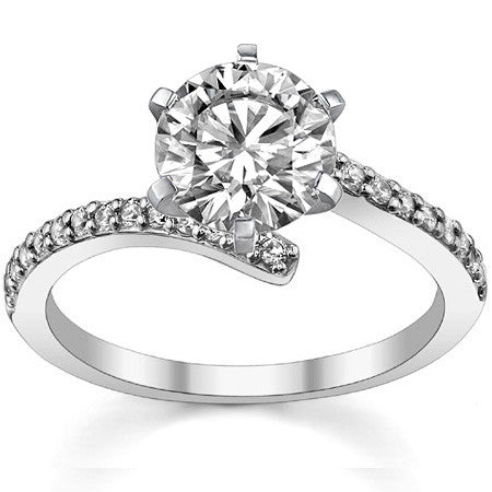 Round Brilliant Moissanite Bypass Engagement Ring, 0.26ct