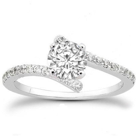 Round Brilliant Moissanite Bypass Engagement Ring, 0.26ct