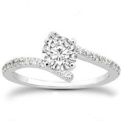 Round Brilliant Moissanite Bypass Engagement Ring, 0.26ct