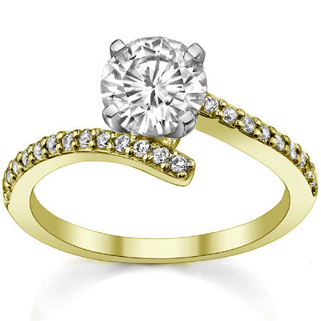 Round Brilliant Moissanite Bypass Engagement Ring, 0.26ct