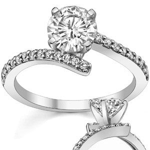 Round Brilliant Moissanite Bypass Engagement Ring, 0.26ct