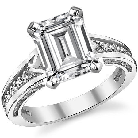 Round Brilliant Moissanite & Diamond Engagement Ring (0.10ct)