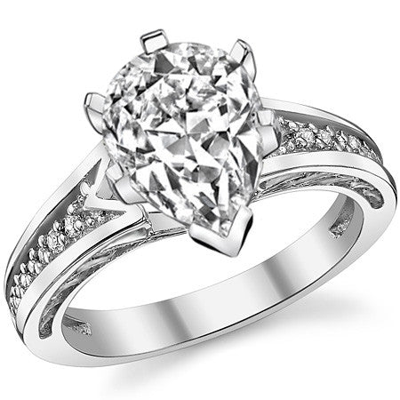 Round Brilliant Moissanite & Diamond Engagement Ring (0.10ct)